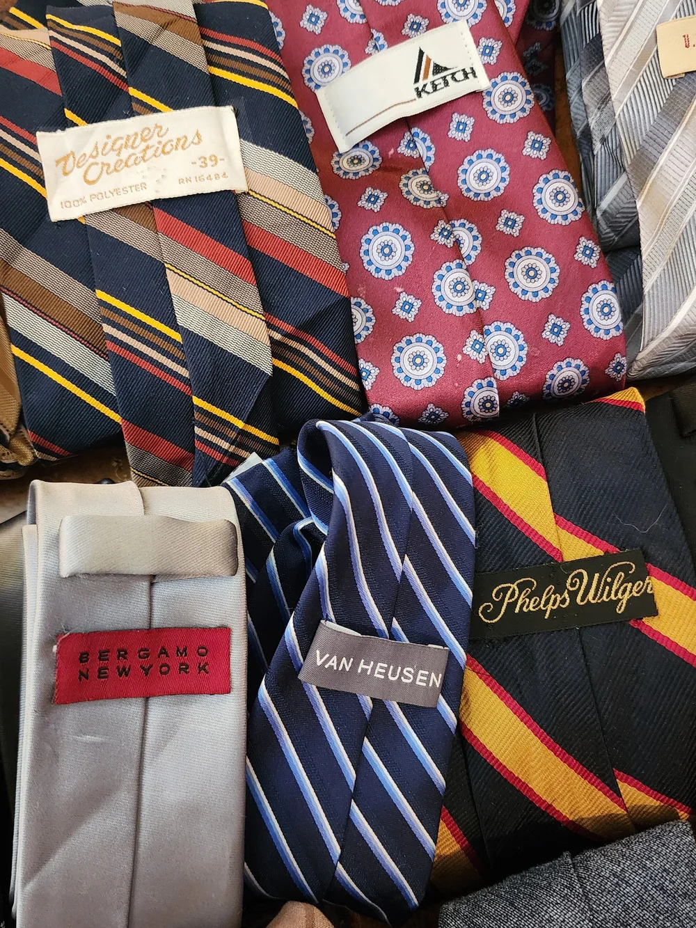 50 Pc Men’s Necktie Lot Vintage & Modern Silk Wool Cotton Polyester Mixed Brands
